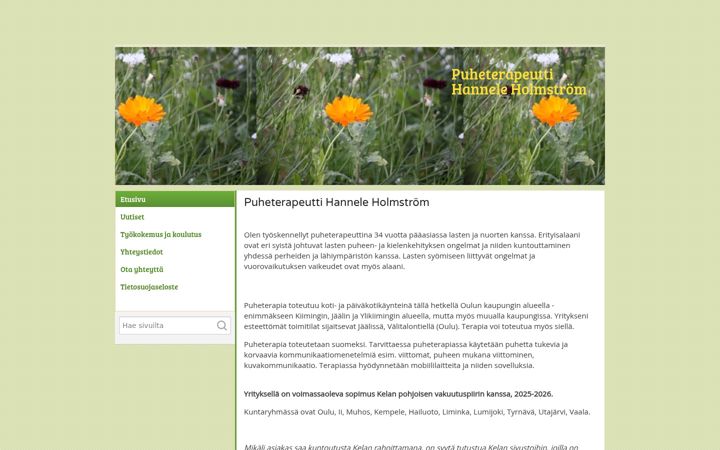 Screenshot of hannelenpuheterapia.com