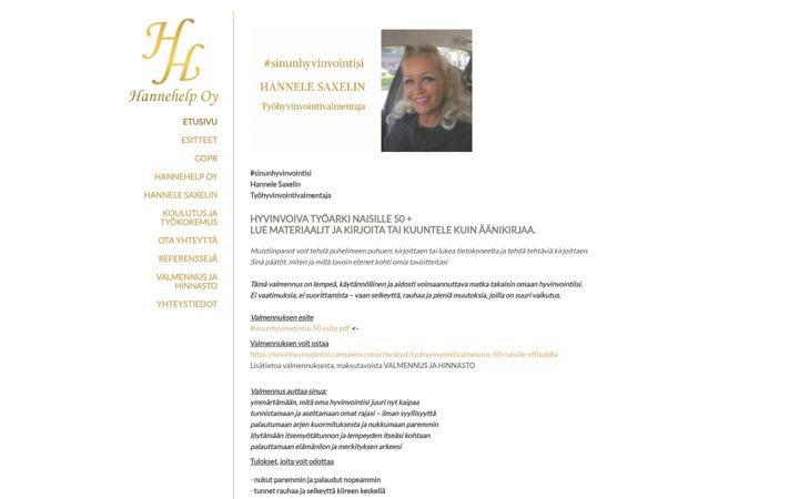 Screenshot of hannelesaxelin.fi