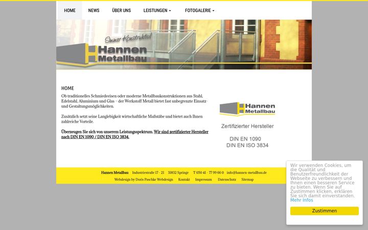 Screenshot of hannen-metallbau.de