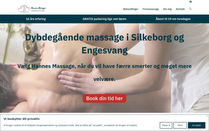 Screenshot of hannes-massage.dk