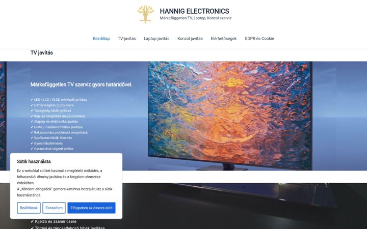 Screenshot of hannigelectronics.hu