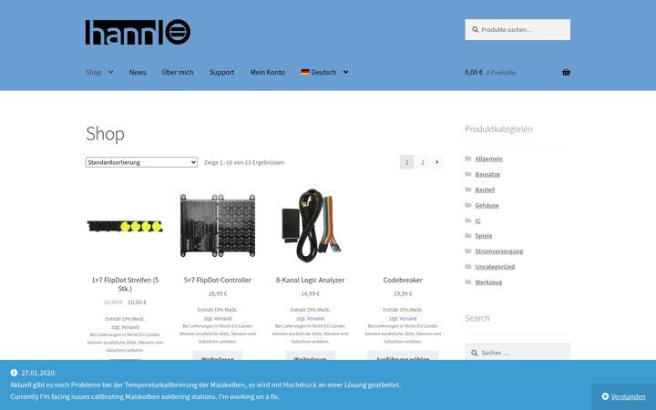 Screenshot stránky hannio.org