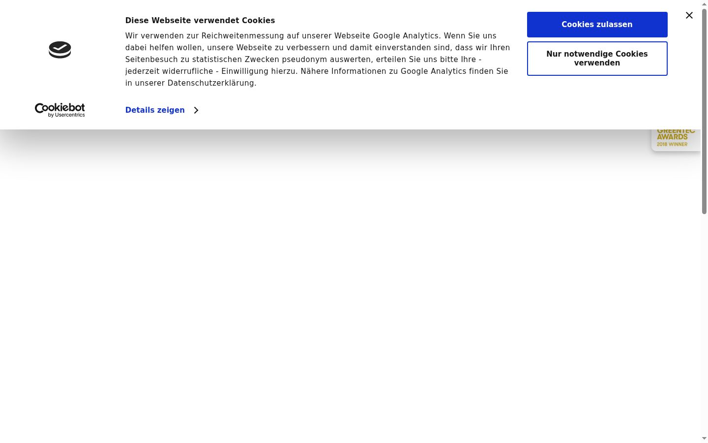 Screenshot of the consent banner shown before any interaction