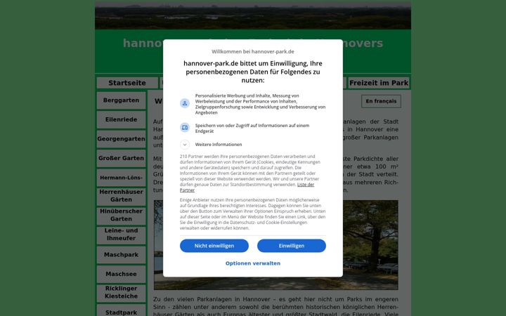 Screenshot of hannover-park.de