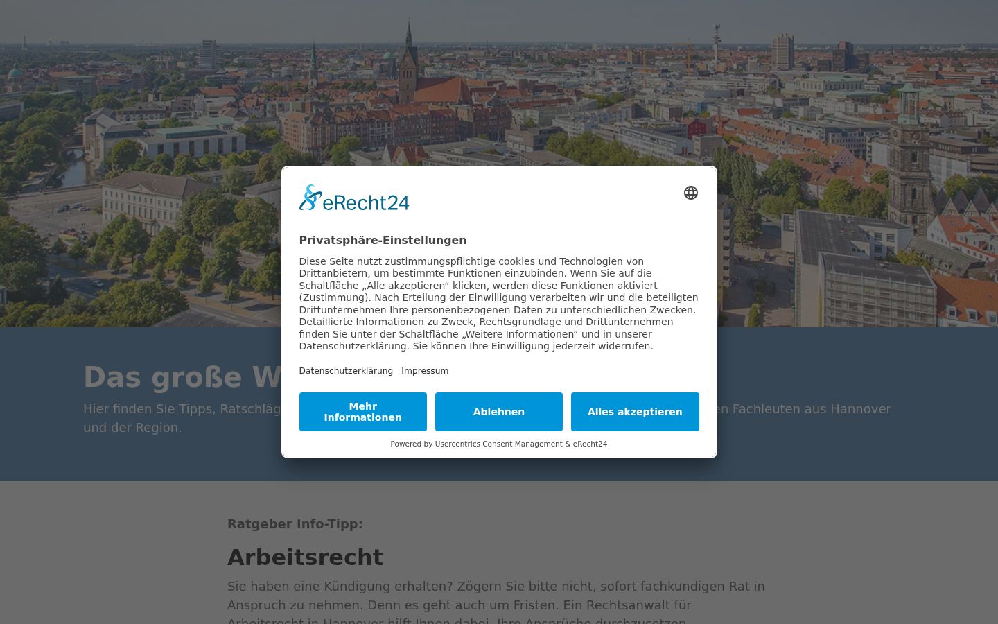 Screenshot tal-banner tal-kunsens muri qabel kwalunkwe interazzjoni