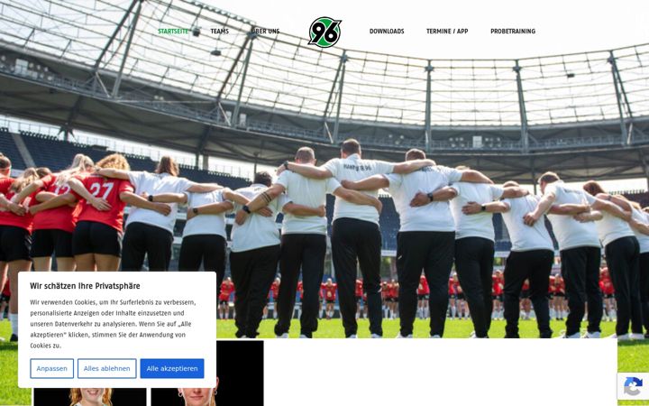 Screenshot von hannover96-frauenfussball.de
