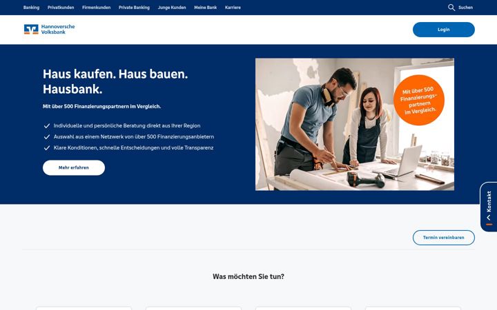 Screenshot of hannoversche-volksbank.de