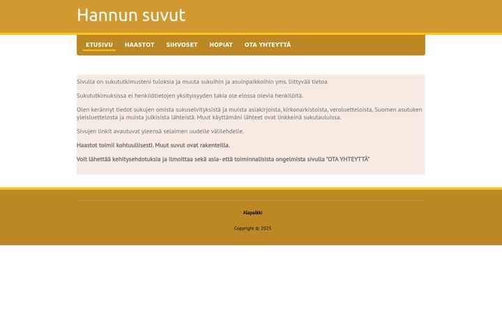 Screenshot of hannunsuvut.fi
