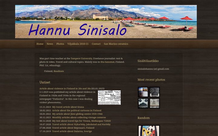 Screenshot of hannusinisalo.fi