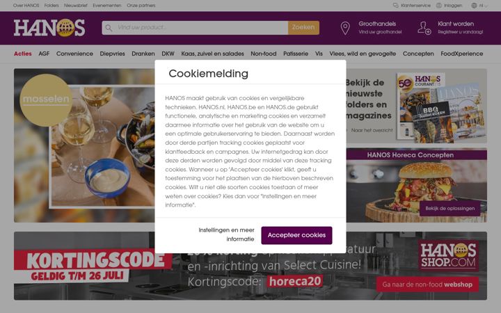 Captură de ecran a hanos.nl