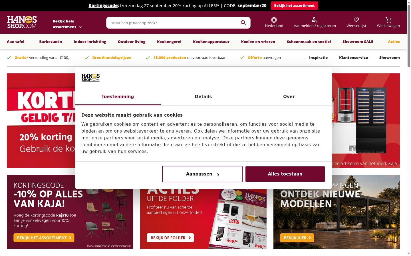 Captură de ecran a bannerului de consimțământ afișat înainte de orice interacțiune