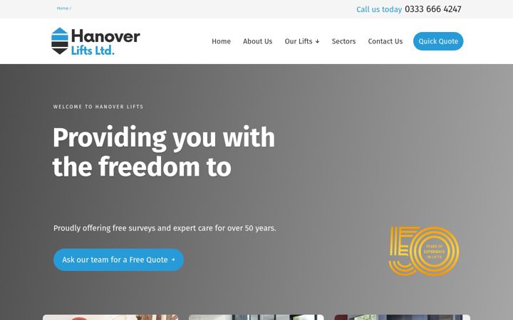 Screenshot of hanoverlifts.co.uk