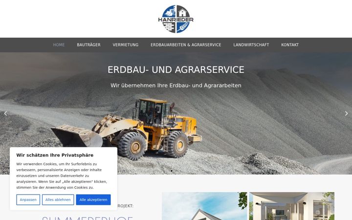 Screenshot of hanrieder-bau.de