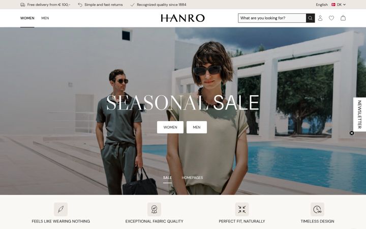 Ekraanipilt saidist hanro.com