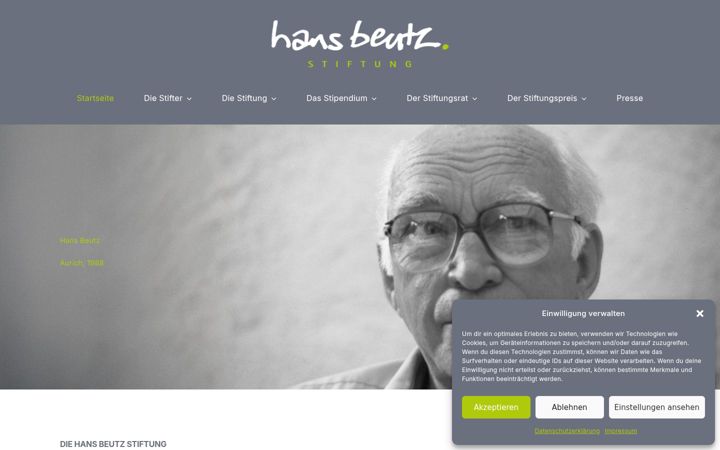 Skærmbillede af hans-beutz-stiftung.de