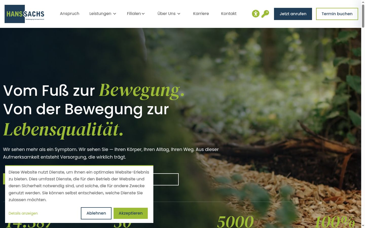 Screenshot des Einwilligungsbanners vor jeglicher Interaktion