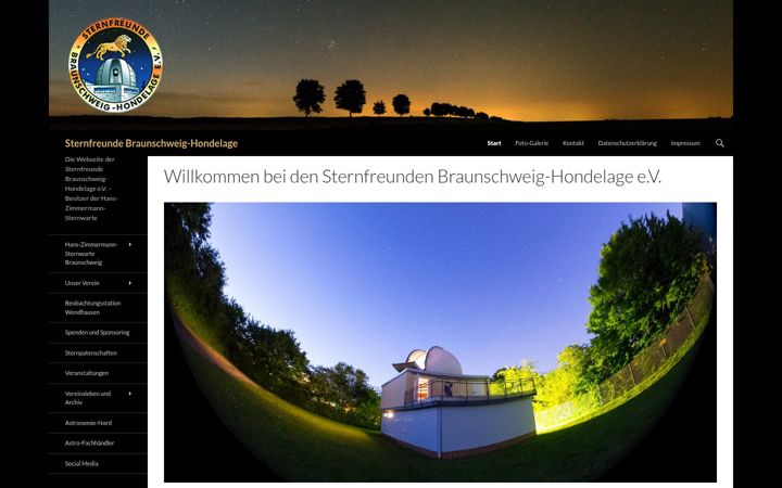 Screenshot of hans-zimmermann-sternwarte.de