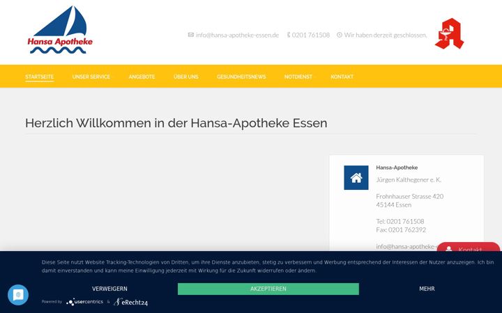 Screenshot of hansa-apotheke-essen.de