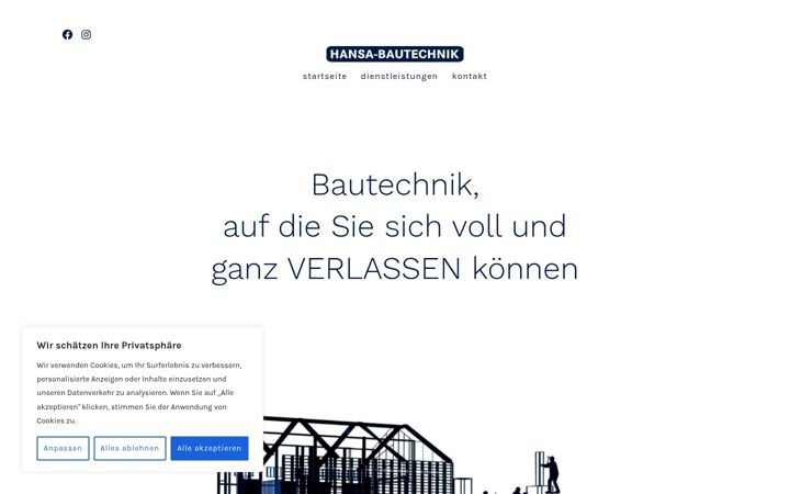 Captură de ecran a hansa-bautechnik.de