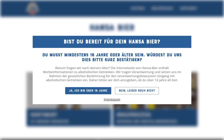 Screenshot of hansa-bier.de