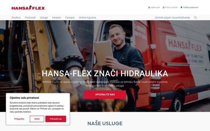 Screenshot of hansa-flex.hr