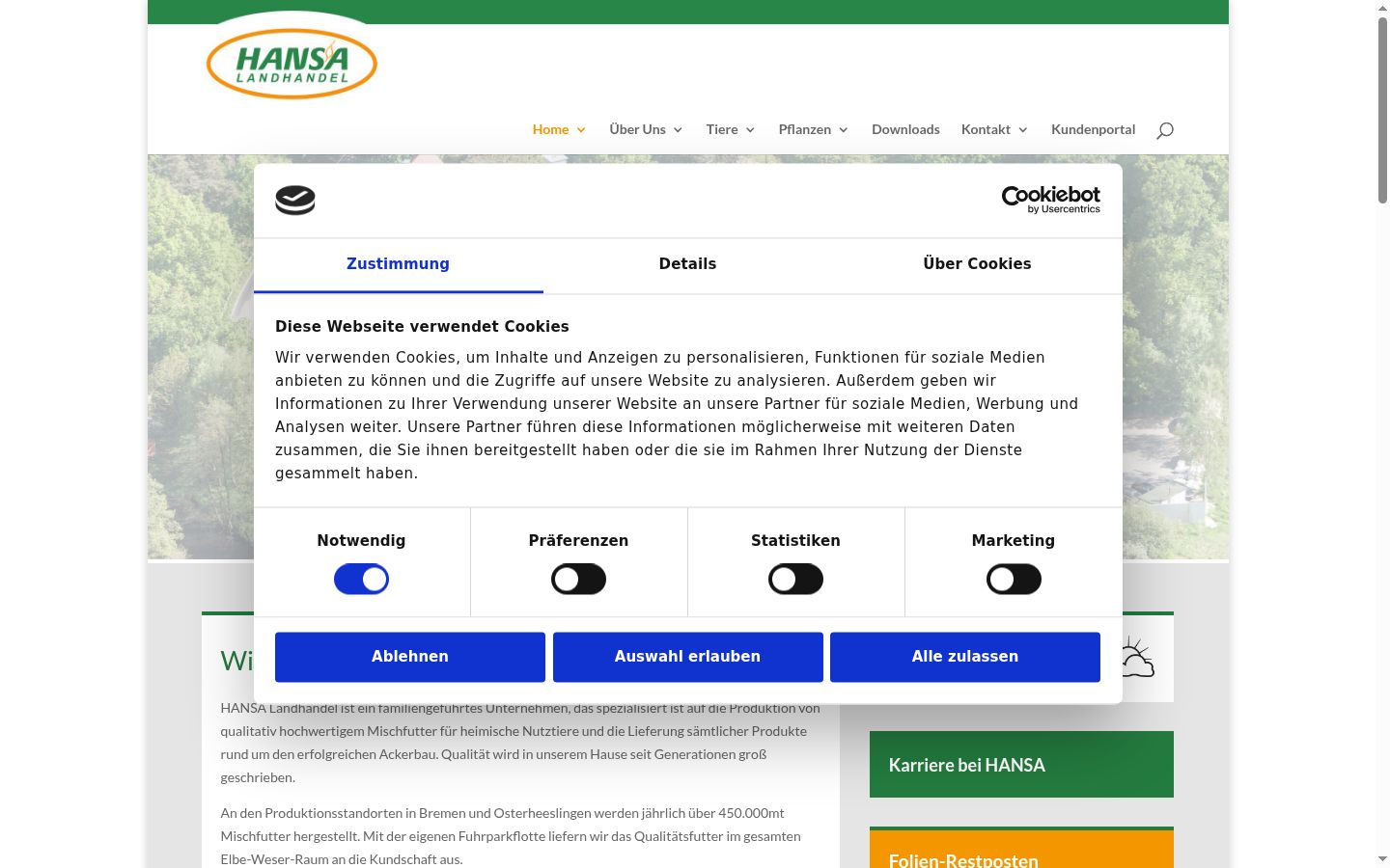 Screenshot of the consent banner shown before any interaction