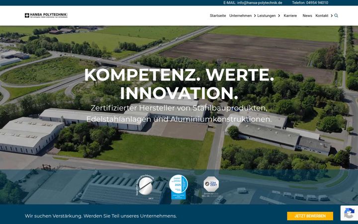 Екранна снимка на hansa-polytechnik.de