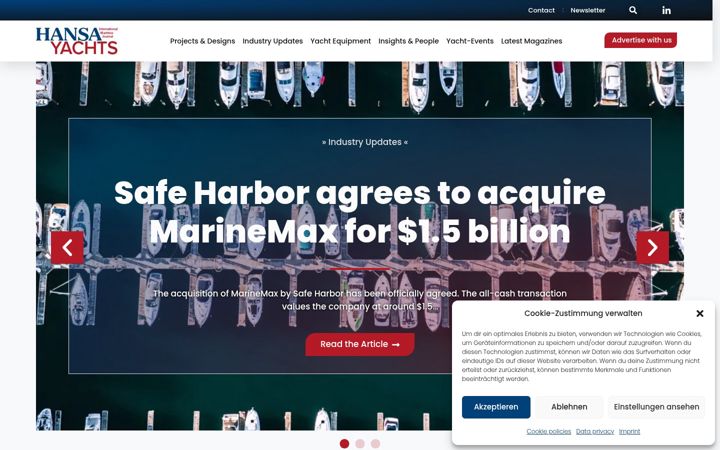 Screenshot of hansa-yachts.com