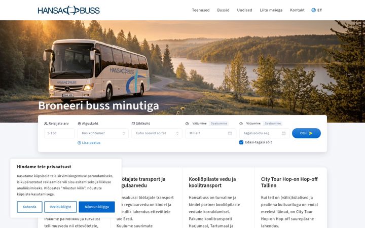 Screenshot of hansabuss.ee