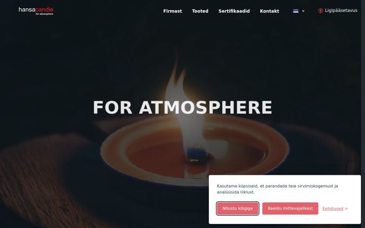 Screenshot of hansacandle.ee