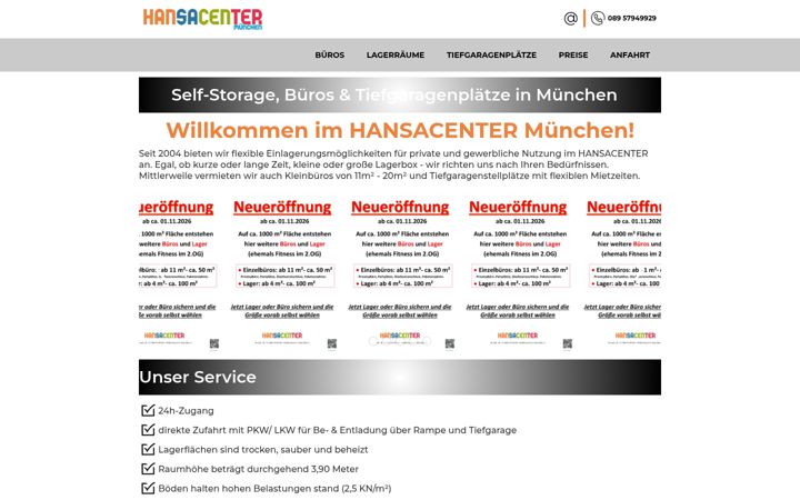 Screenshot of hansacenter-muenchen.de