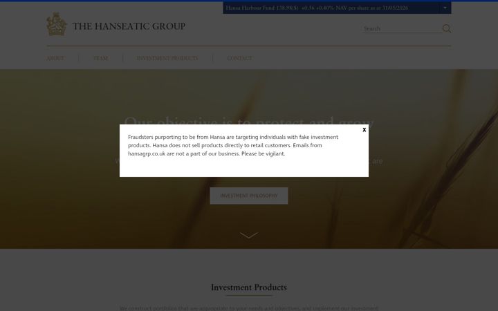 Screenshot of hansagrp.com