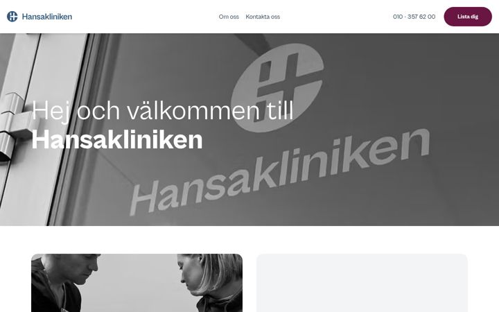 Screenshot of hansakliniken.se