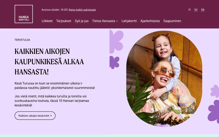 Skjermbilde av hansakortteli.fi