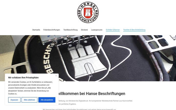 Ekrano kopija hanse-beschriftungen.de
