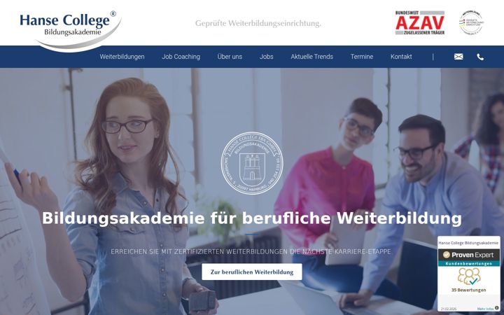 Screenshot of hanse-college.de