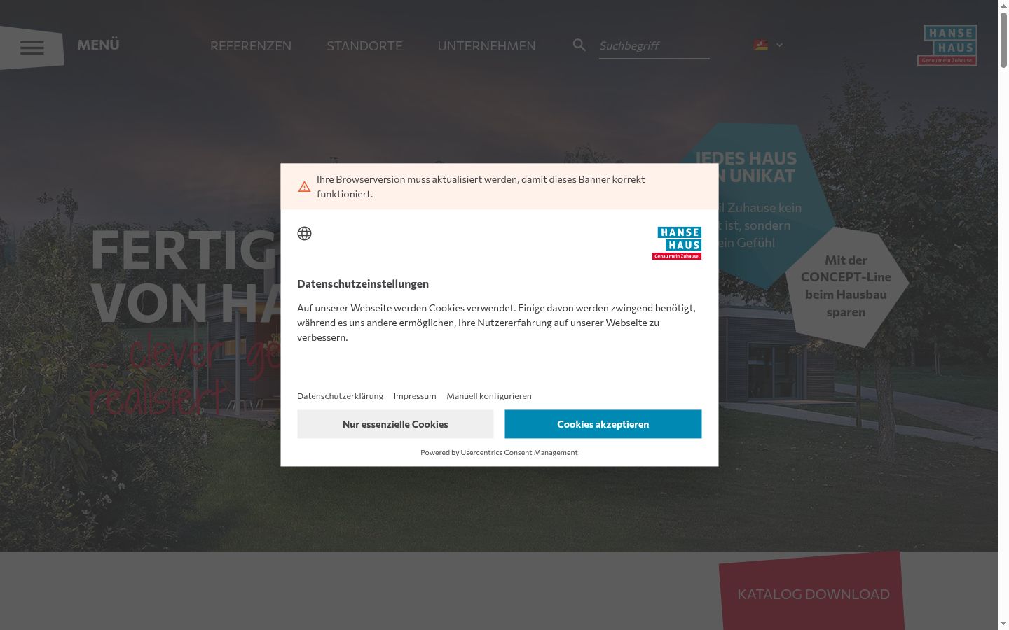 Skærmbillede af samtykkebanneret, som det blev vist før nogen interaktion