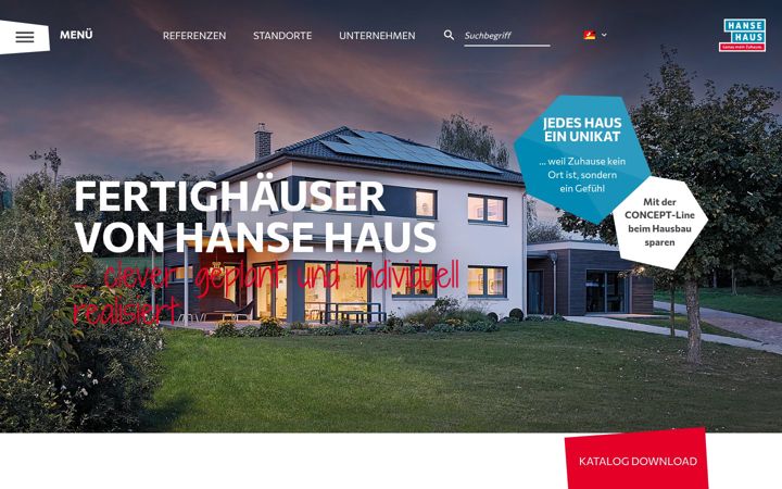 Screenshot of hanse-haus.ch