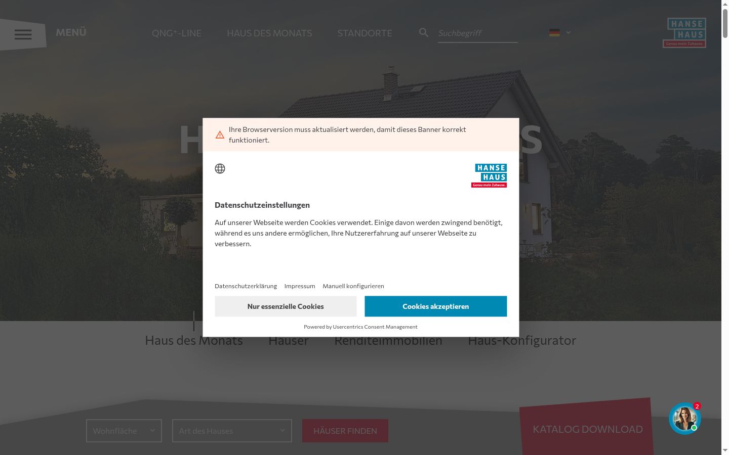 Capture d'écran de la bannière de consentement affichée avant toute interaction