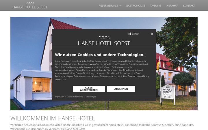 Captură de ecran a hanse-hotel-soest.de