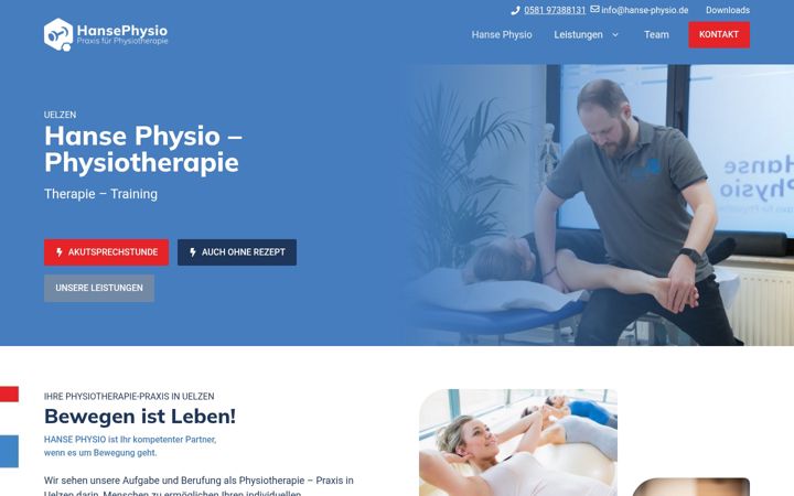 Screenshot van hanse-physio.de