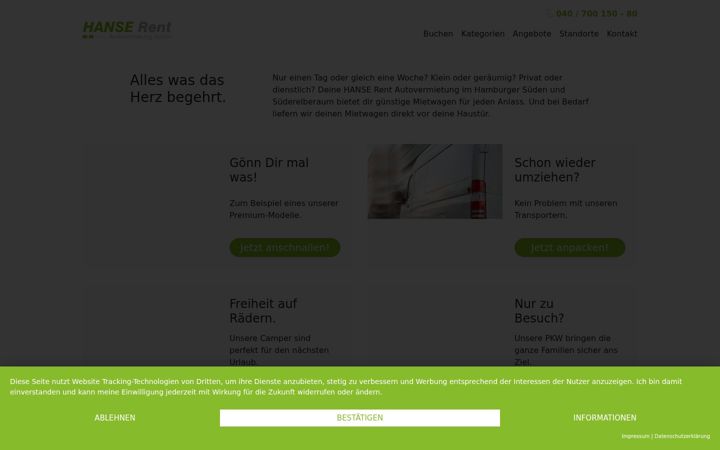 Screenshot of hanse-rent.de