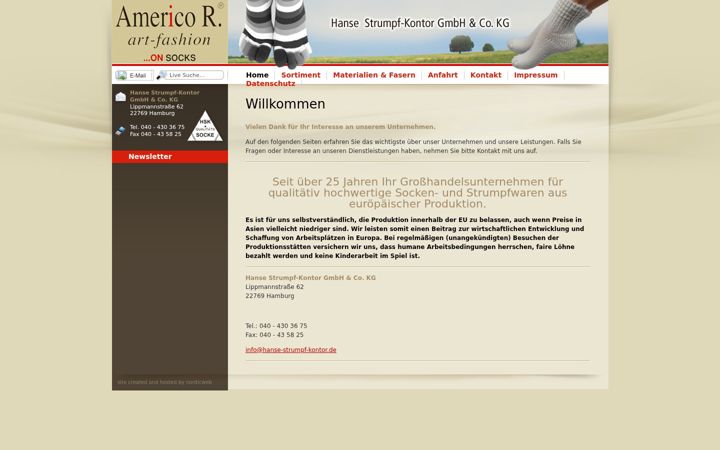 Screenshot van hanse-strumpf-kontor.de
