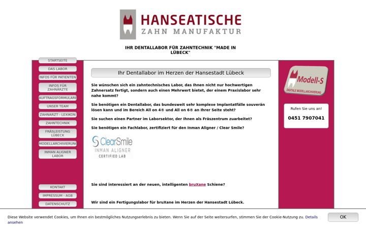 Screenshot of hanse-zahn.de