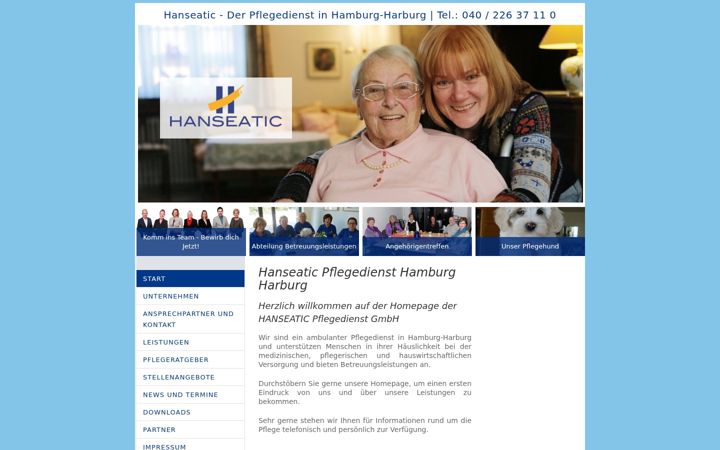 Skærmbillede af hanseatic-pflegedienst.de