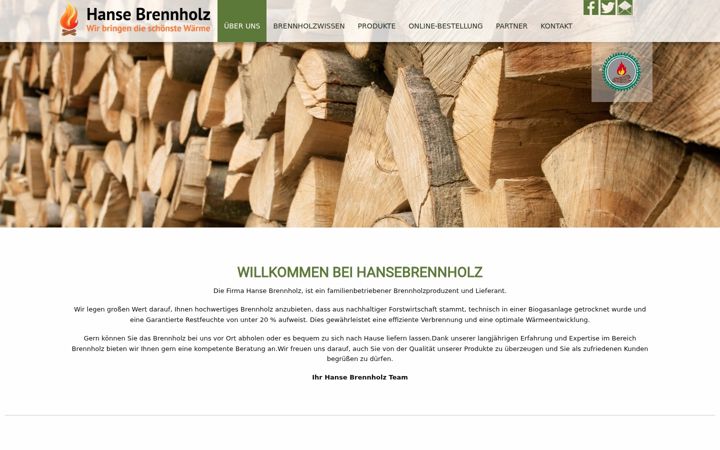 Ekrano kopija hansebrennholz.de