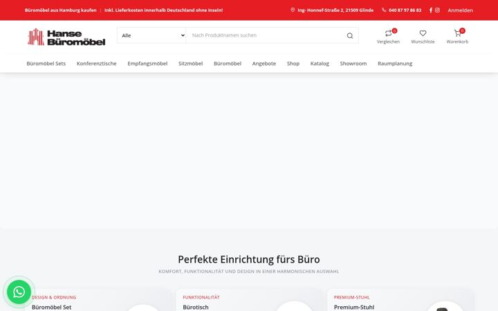 Screenshot of hansebueromoebel.de