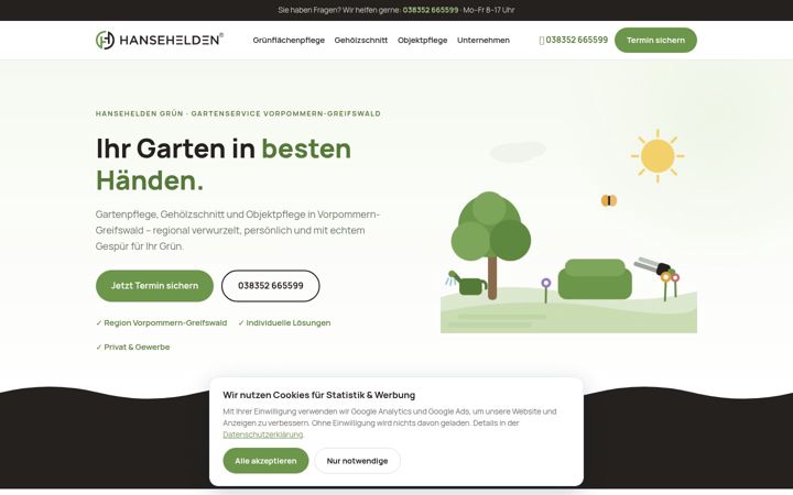Screenshot of hansehelden-gruen.de