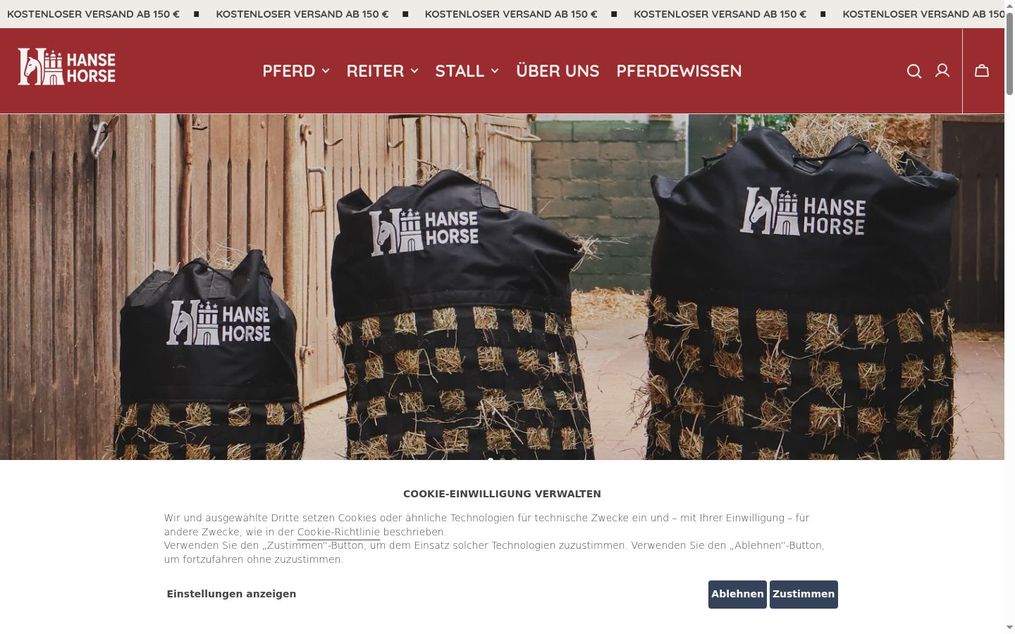 Screenshot of the consent banner shown before any interaction