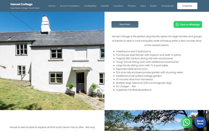 Screenshot of hanselcottage.com